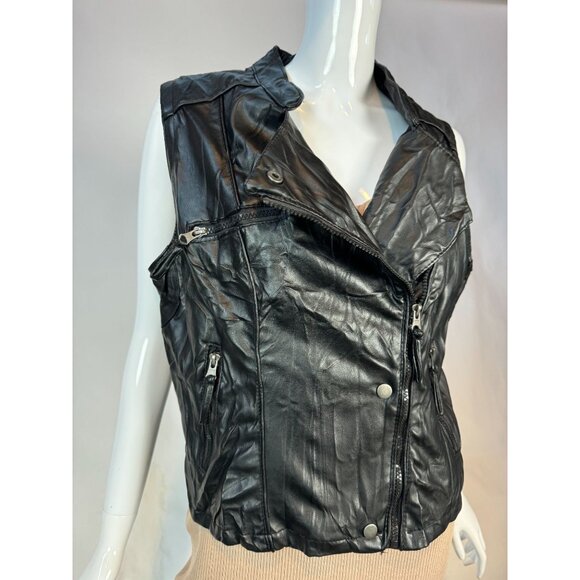 Miley Cyrus & Max Azria Black Faux Leather Vest XL - Picture 2 of 16